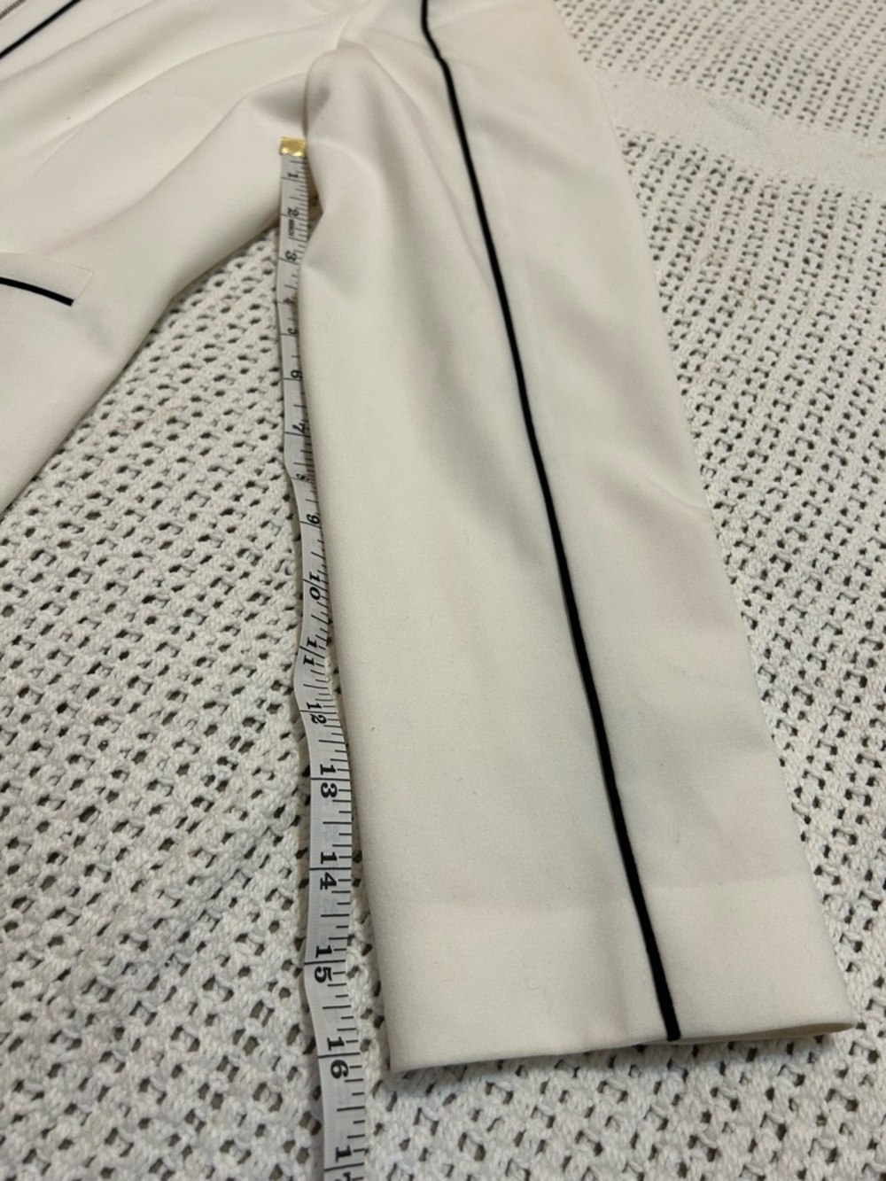 Calvin Klein Women’s White Zip Jacket Overcoat with Black Piping Size 12 - Picture 8 of 9